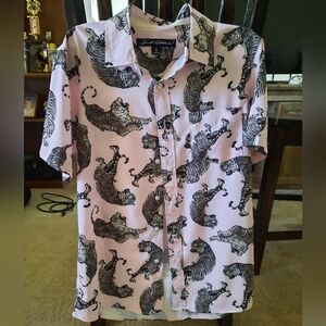 Pink Tiger Print Men's Shirt